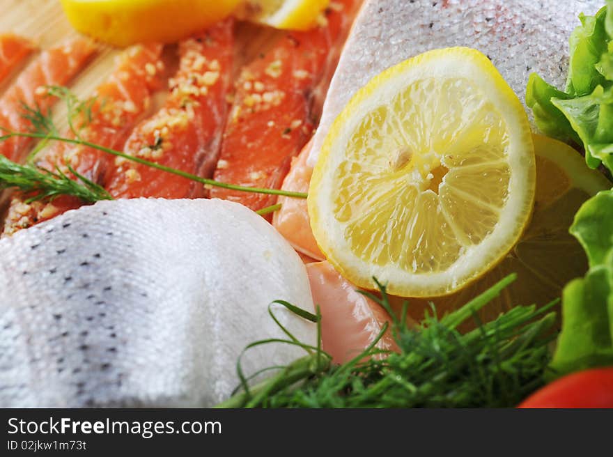 Pieces of  salmon