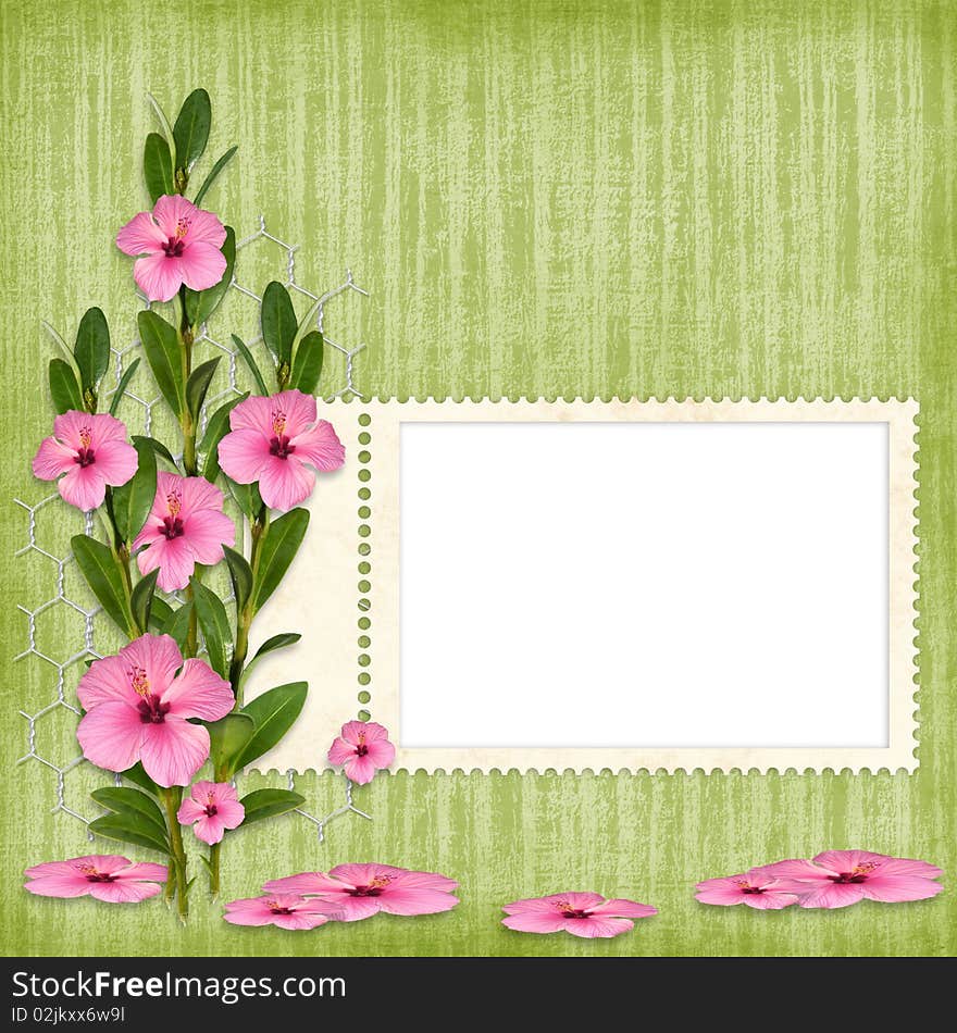 Card for the holiday  with flowers on the abstract background