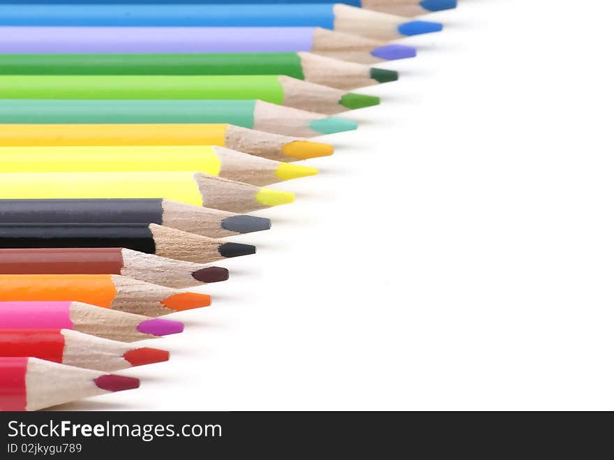 More pencils of different colors paragraph on a white background