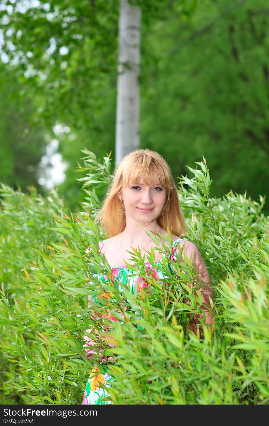 Woman among plants