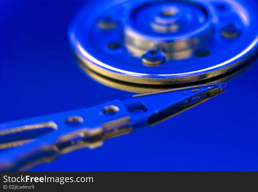 Head of hard drive disc macro view