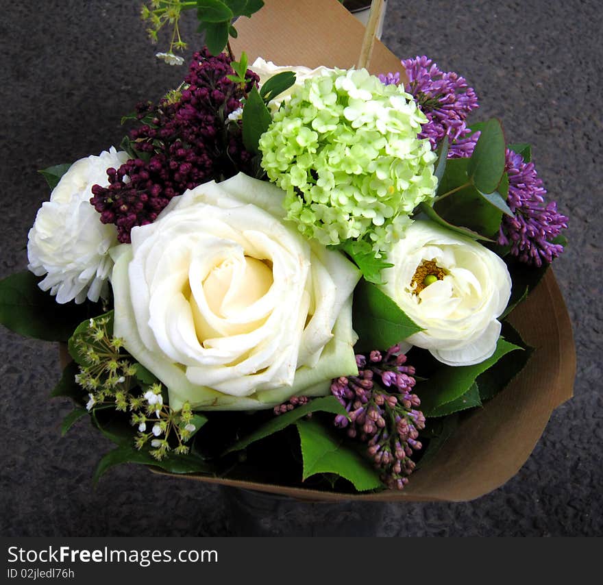 White Roses And Colorful Flowers Bouquet