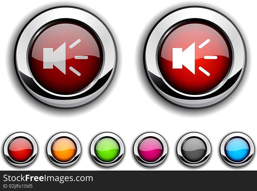 Sound realistic buttons. Set of illustration. Sound realistic buttons. Set of illustration.