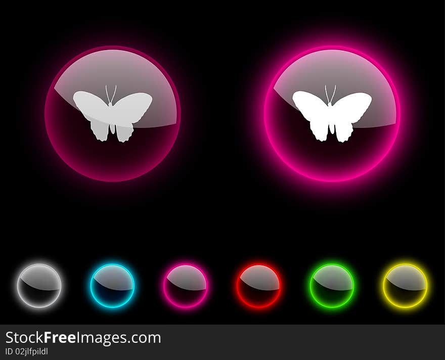 Butterfly realistic icons. Empty buttons included. Butterfly realistic icons. Empty buttons included.