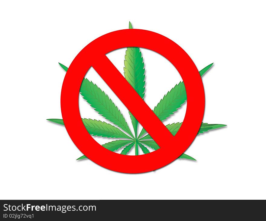 Ban on hemp on a white background