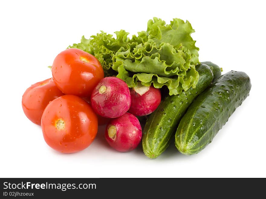 Fresh vegetables isolated on white background