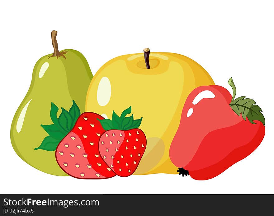 Set of fruit from apples, strawberry and pear. Set of fruit from apples, strawberry and pear