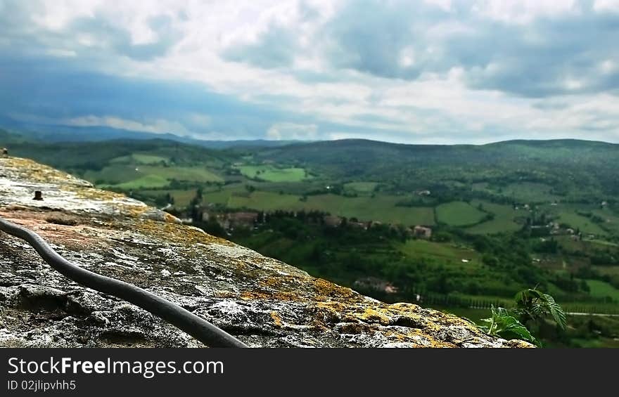 Tuscan landscape which was taken from San Gimigniano tower, Manhattan of medieval. Tuscan landscape which was taken from San Gimigniano tower, Manhattan of medieval