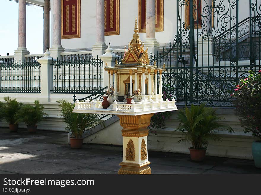 A small miniature of the silver pavillon in the royal palace of phnom penn. A small miniature of the silver pavillon in the royal palace of phnom penn