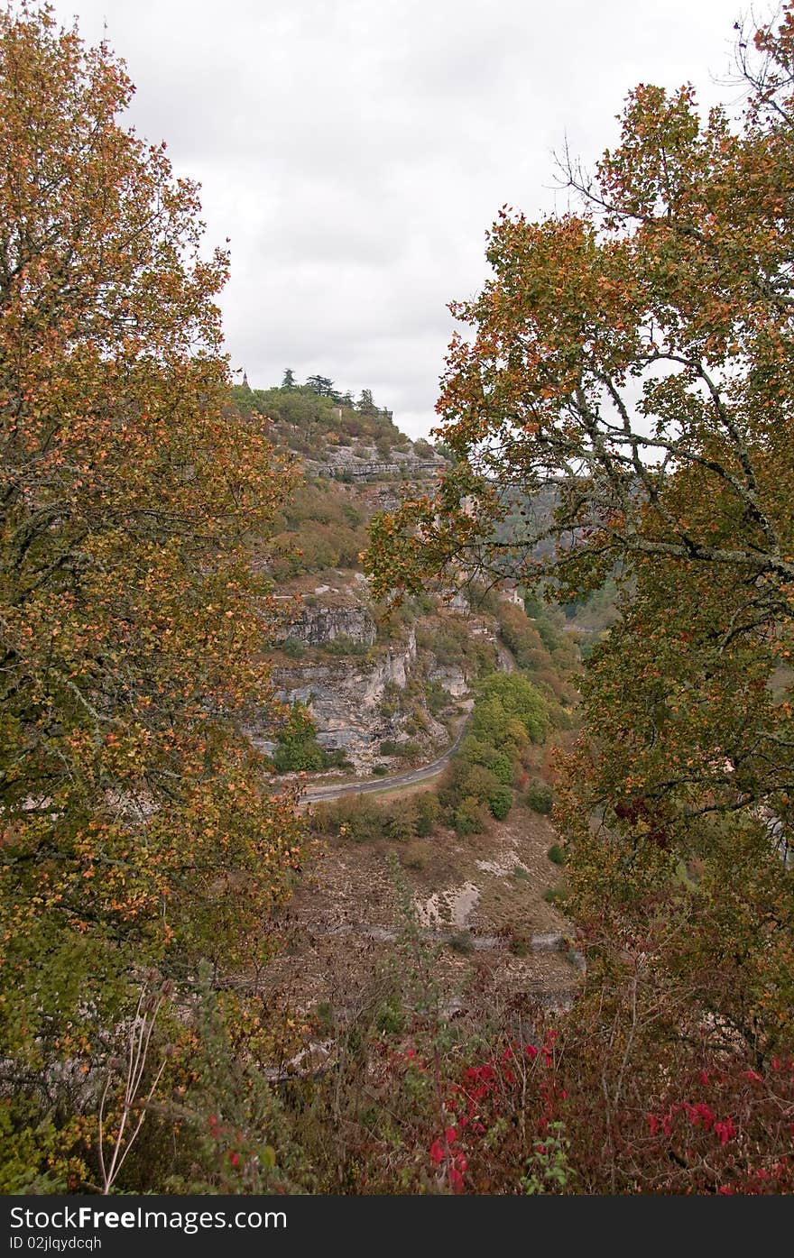 Road to Rocamadour in the Autumn