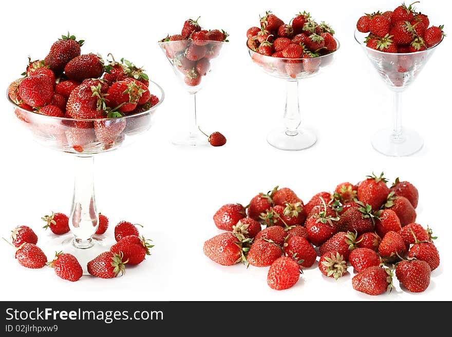 Set of strawberry isolated colllage