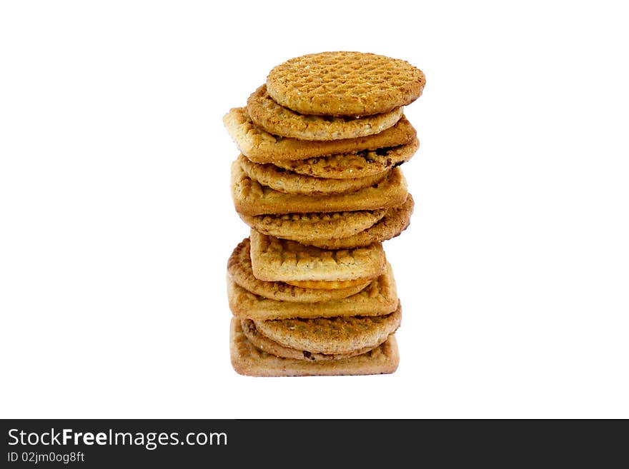 Oaten biscuits isolated on white background