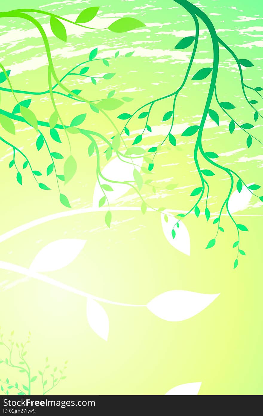 Abstract Summer Background With Green Branches