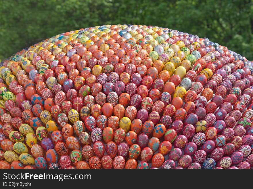 Colorful hand painted easter eggs