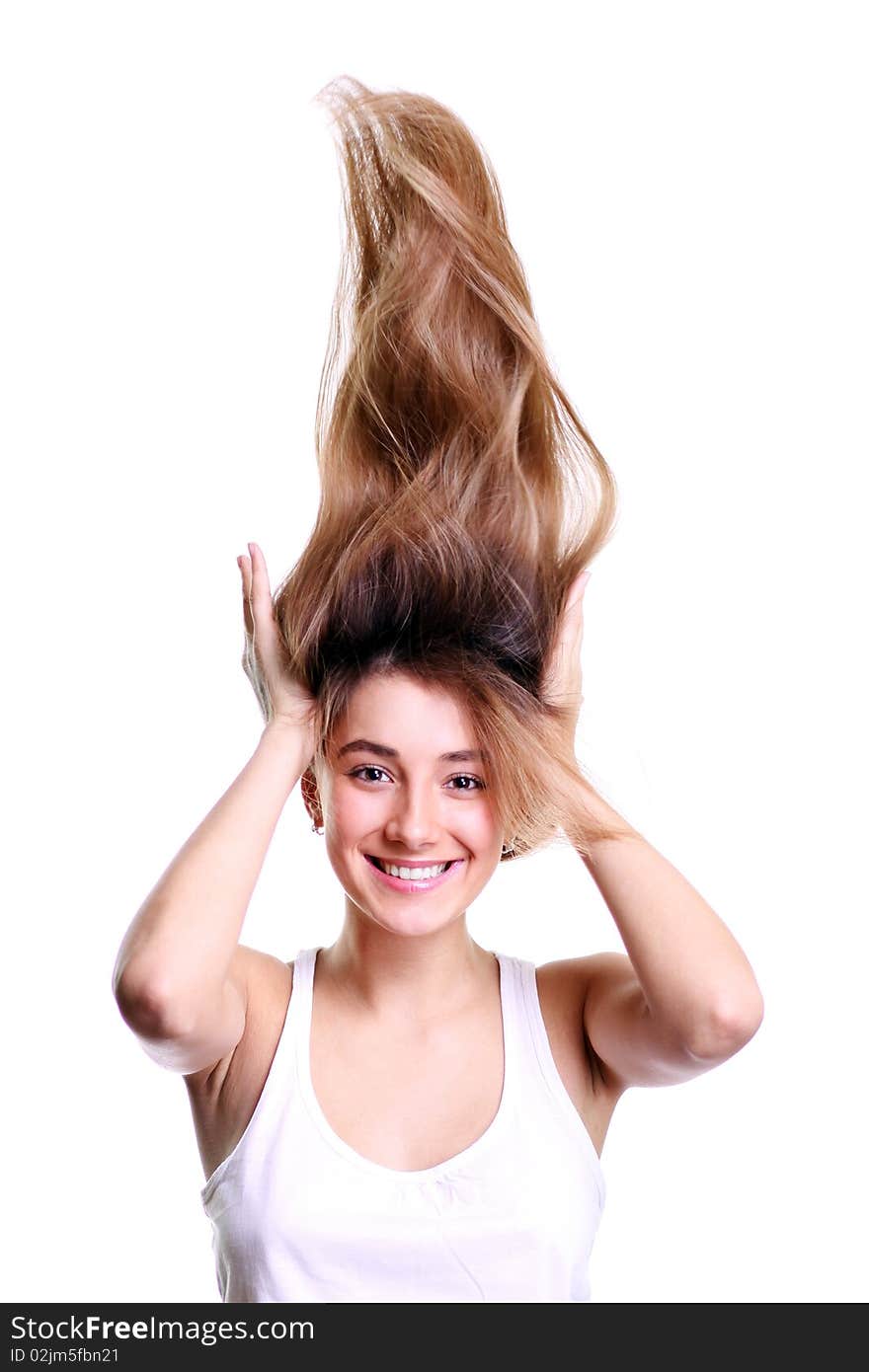 Portrait of model with beautiful hair