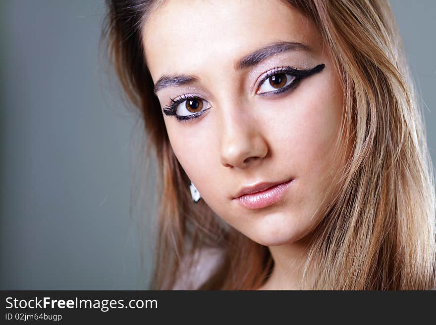 Portrait of model with beautiful hair