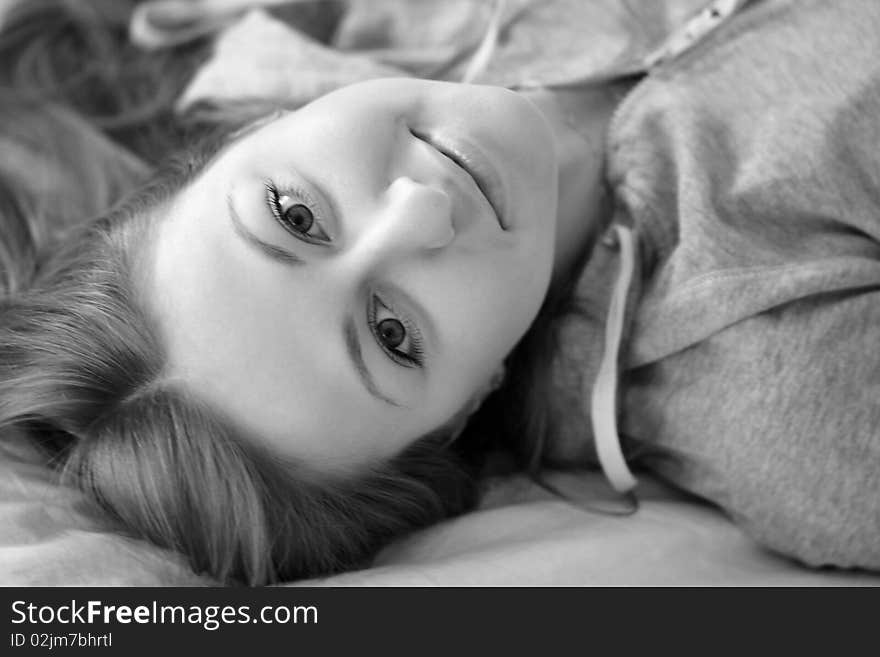 Portrait of young  woman indoor