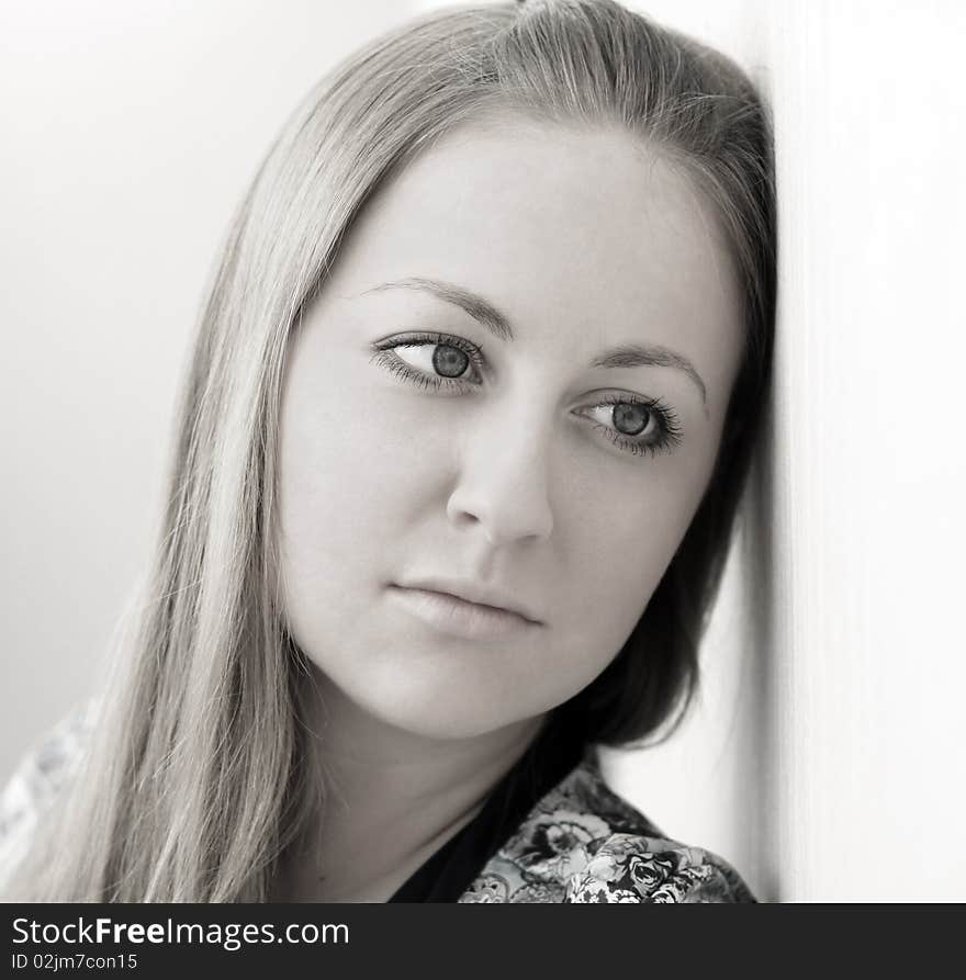 Portrait of young woman indoor. Portrait of young woman indoor