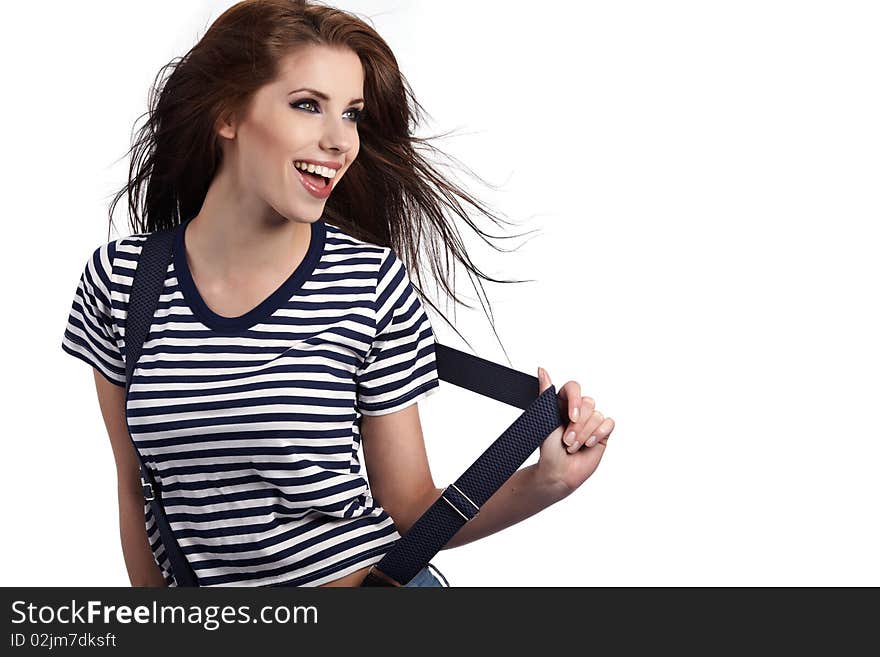 Smiling young woman isolated on white background