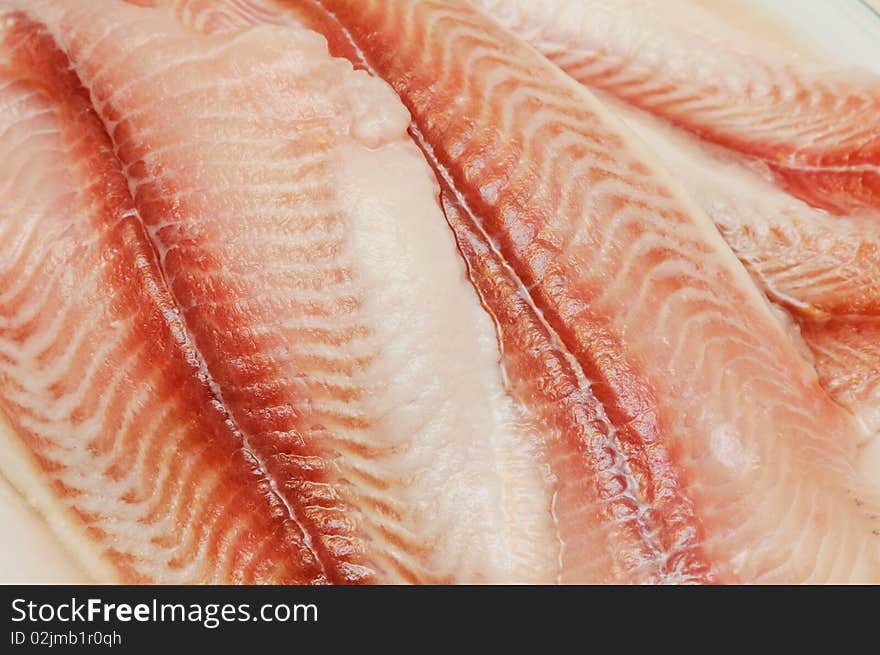 Close-up on a fresh fillet fish.