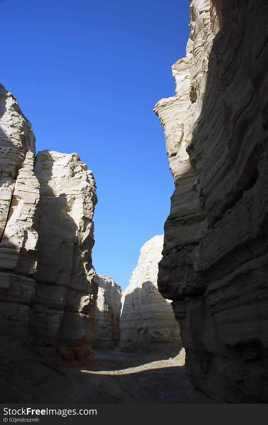 White limestone canyon in Judea desert near Dead Sea, Israel. White limestone canyon in Judea desert near Dead Sea, Israel.