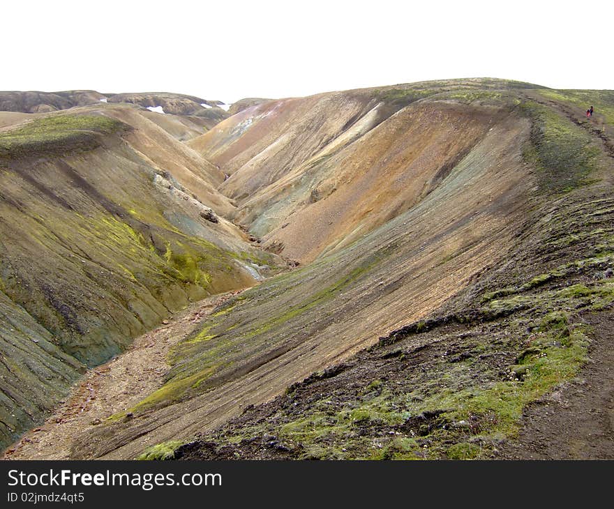 The upper part of Landmannalaugar trek in Iceland in the summer. The upper part of Landmannalaugar trek in Iceland in the summer.