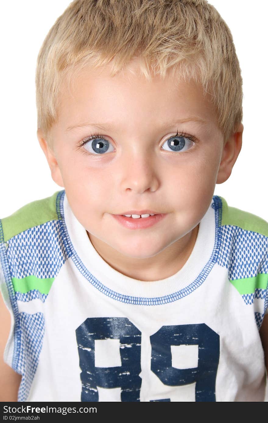 Beautiful blond toddler with big blue eyes. Beautiful blond toddler with big blue eyes