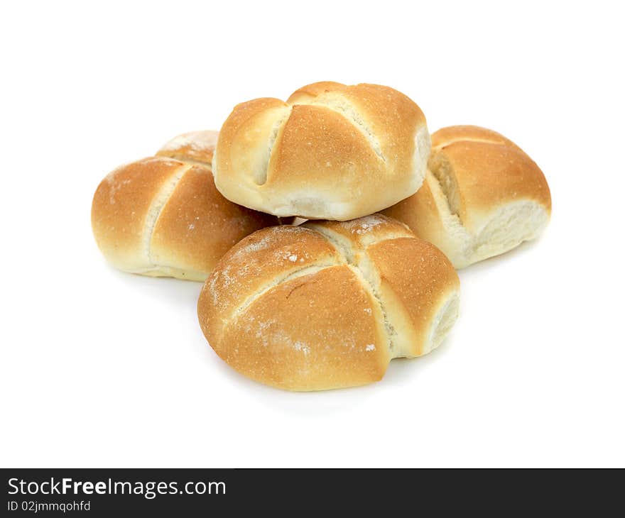 Bread rolls isolated against a white background