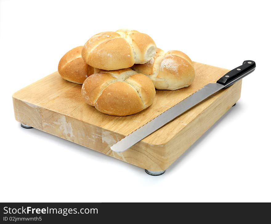 Bread rolls isolated against a white background