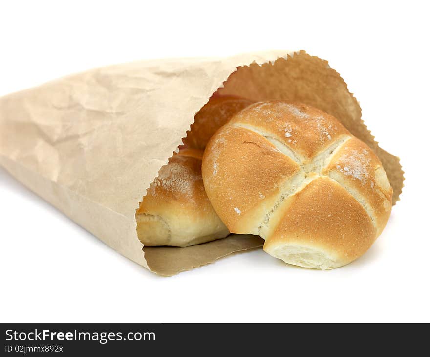 Bread rolls isolated against a white background