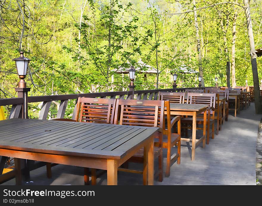 Old-fashioned outdoor cafe, summer park