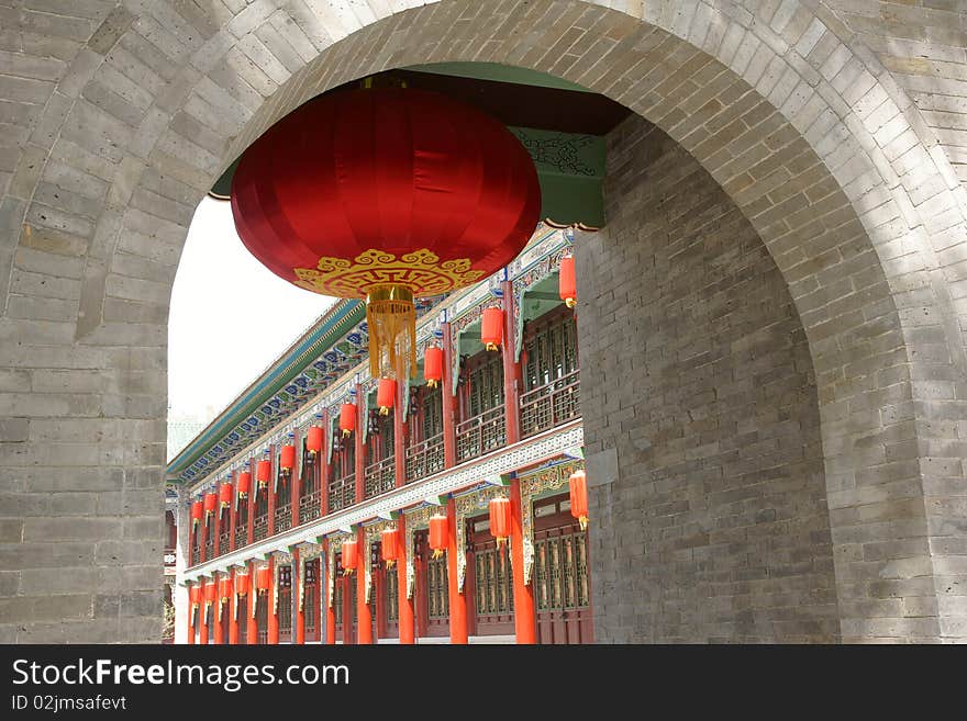 Antique buildings in Taiyuan Yingze park,Shanxi province,China