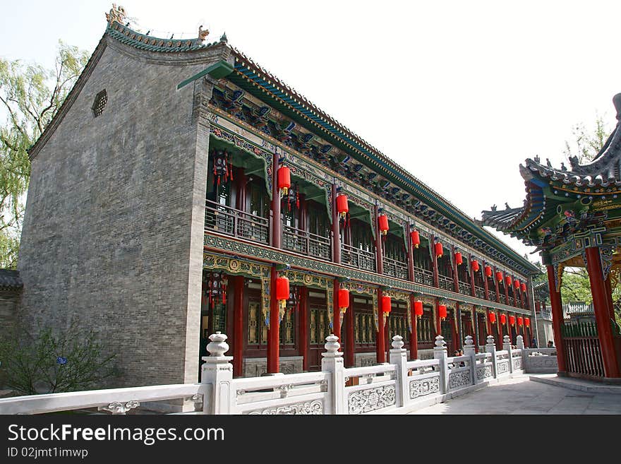 Antique buildings in Taiyuan Yingze park,Shanxi province,China