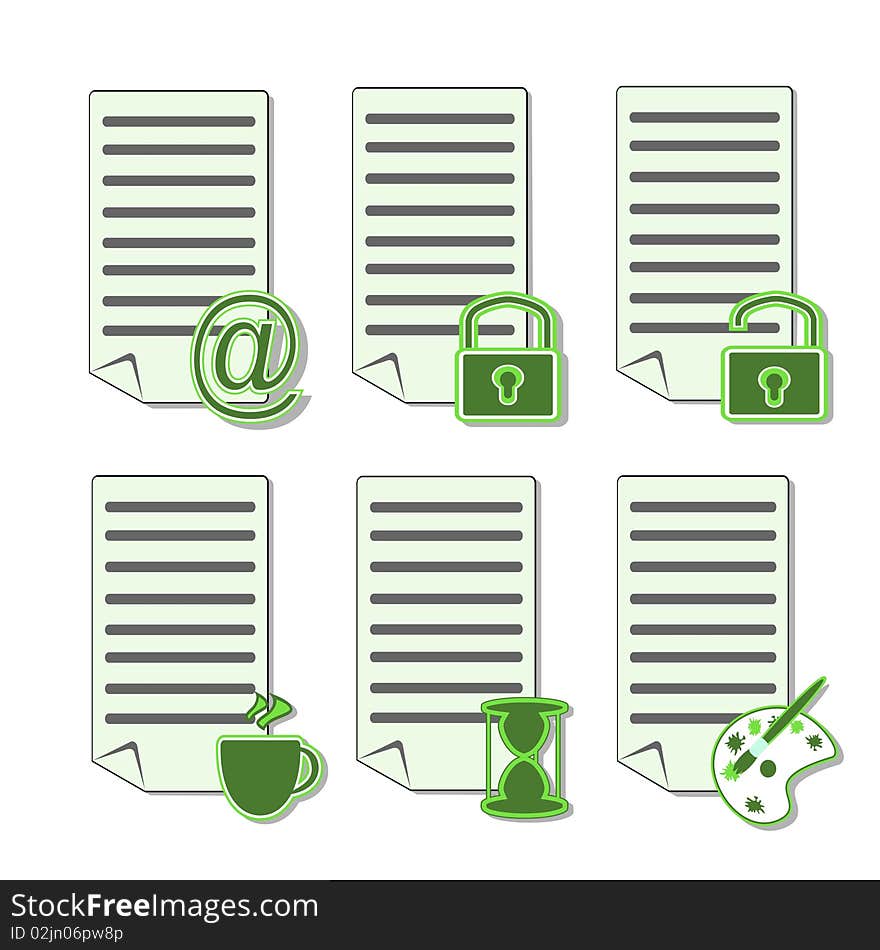 Illustration with the image icons in the form of pages for web devices and the Internet. Illustration with the image icons in the form of pages for web devices and the Internet.