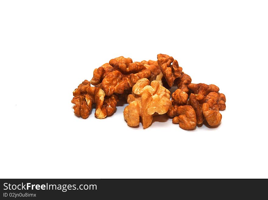 Photo of the walnuts on white background