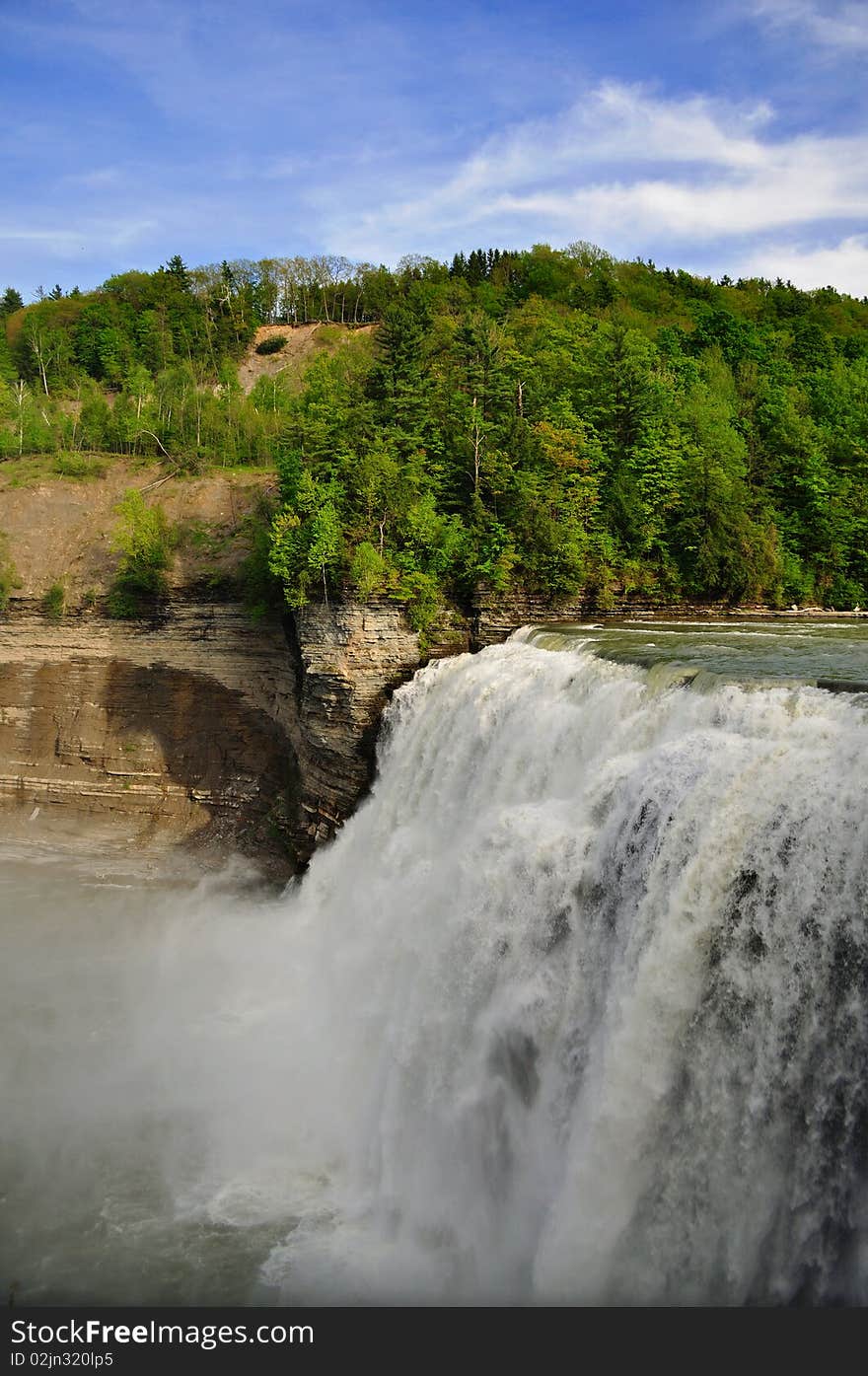 Massive waterfall in Letchworth State Park. Massive waterfall in Letchworth State Park