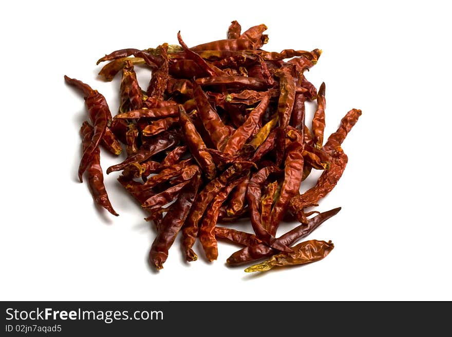 Dried red chilli isolated on white. Dried red chilli isolated on white