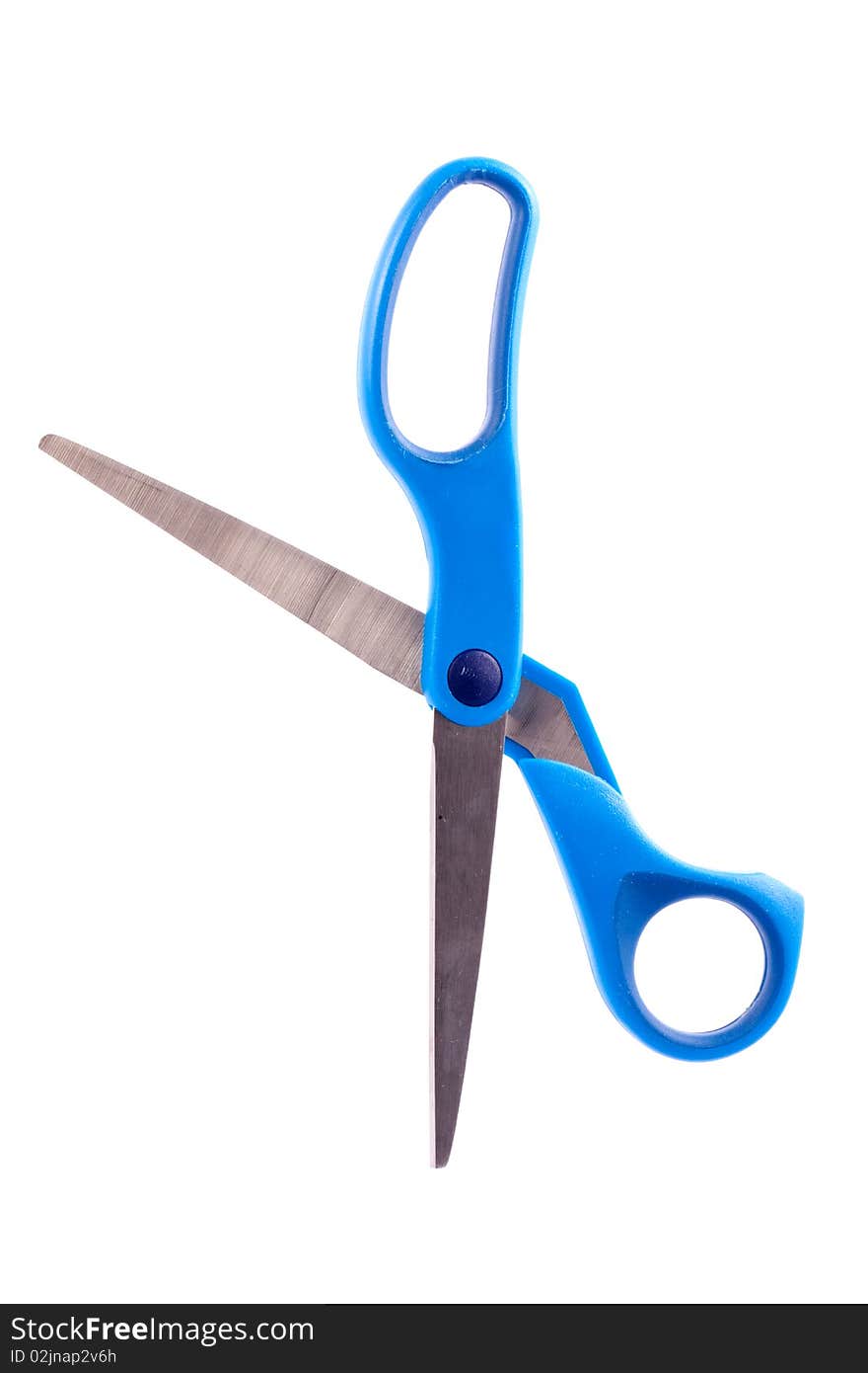 Open Scissors With Blue Handle