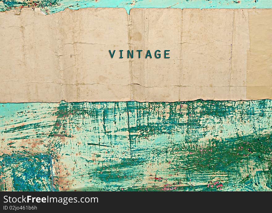 Grunge paper over aged colored wall background