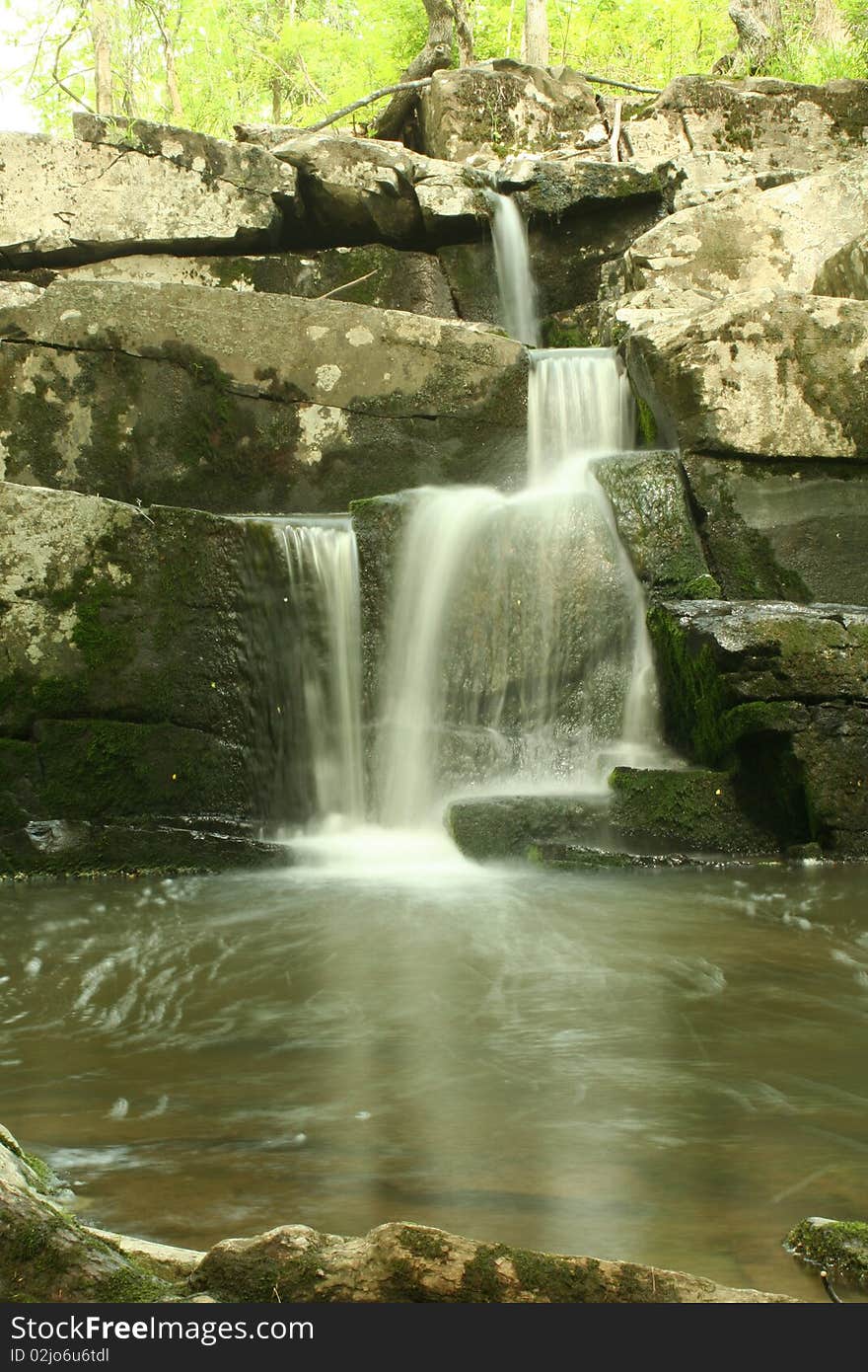 A flowing waterfall with silky water