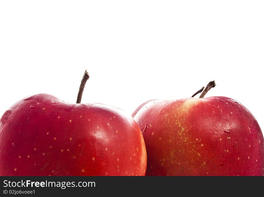 Red apples isolated on white close-up. Red apples isolated on white close-up