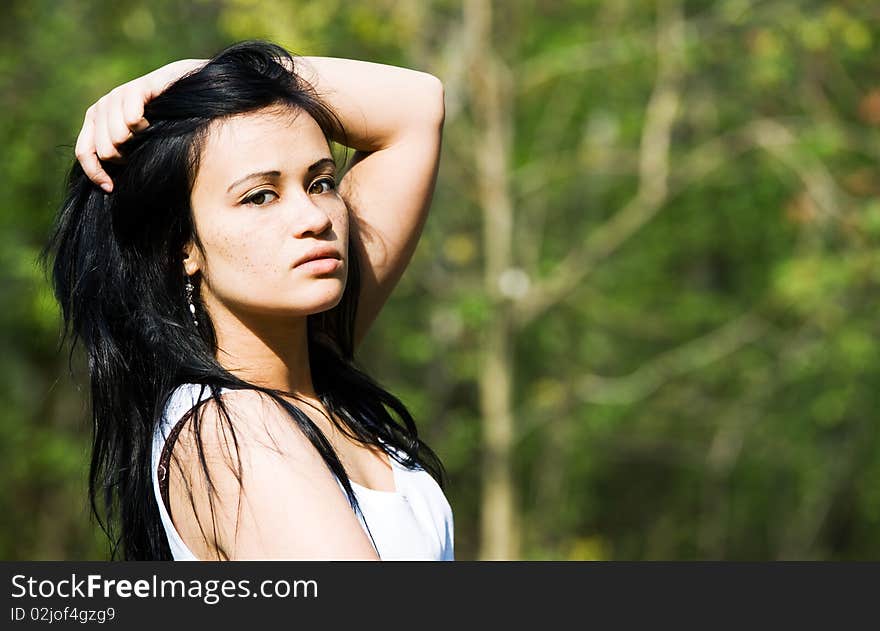 Portrait of beautiful brunette girl