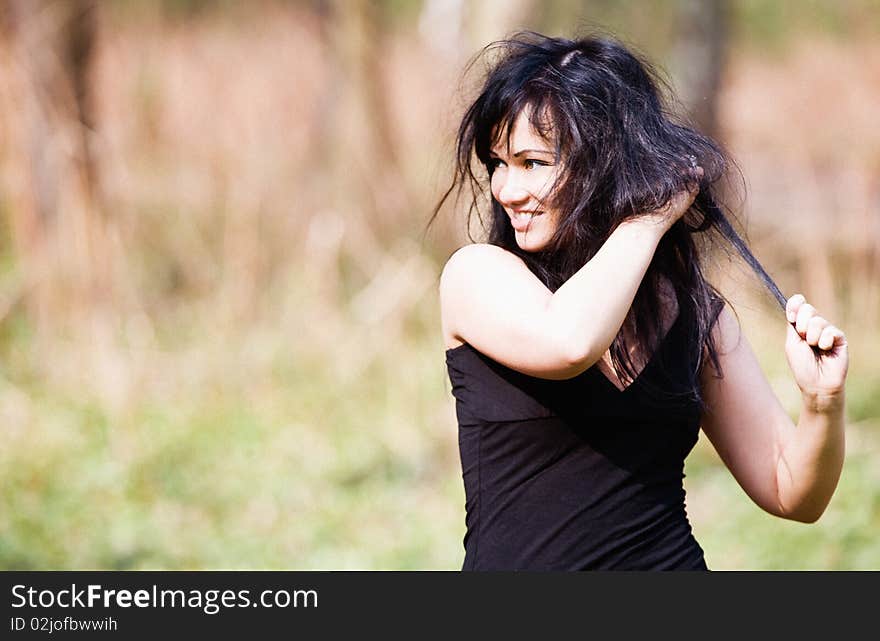 Portrait of smiling brunette