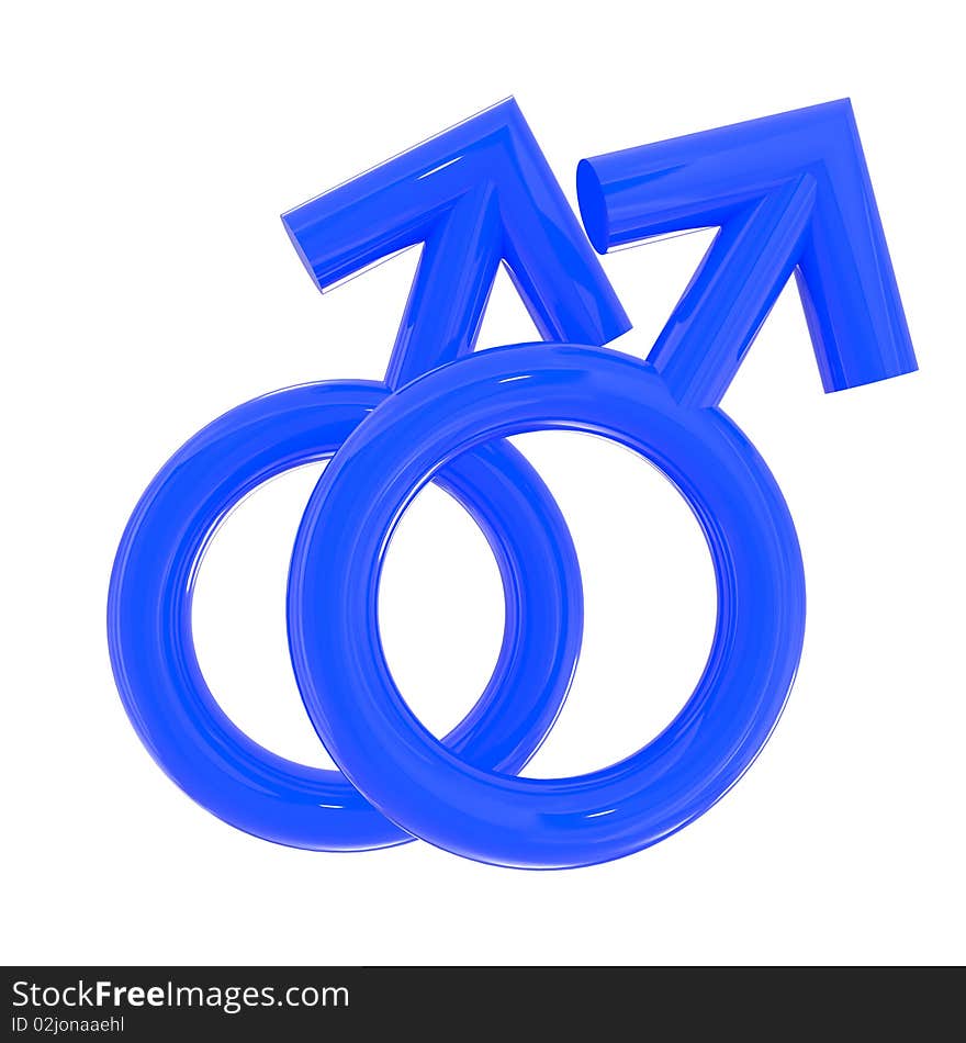 Male Couple symbol isolated on white- 3d illustration