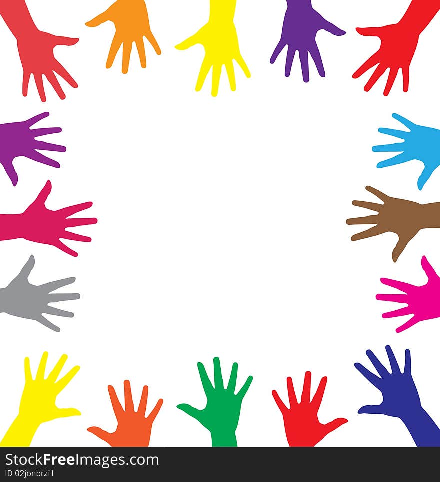 Multicolor hands symbol of diversity