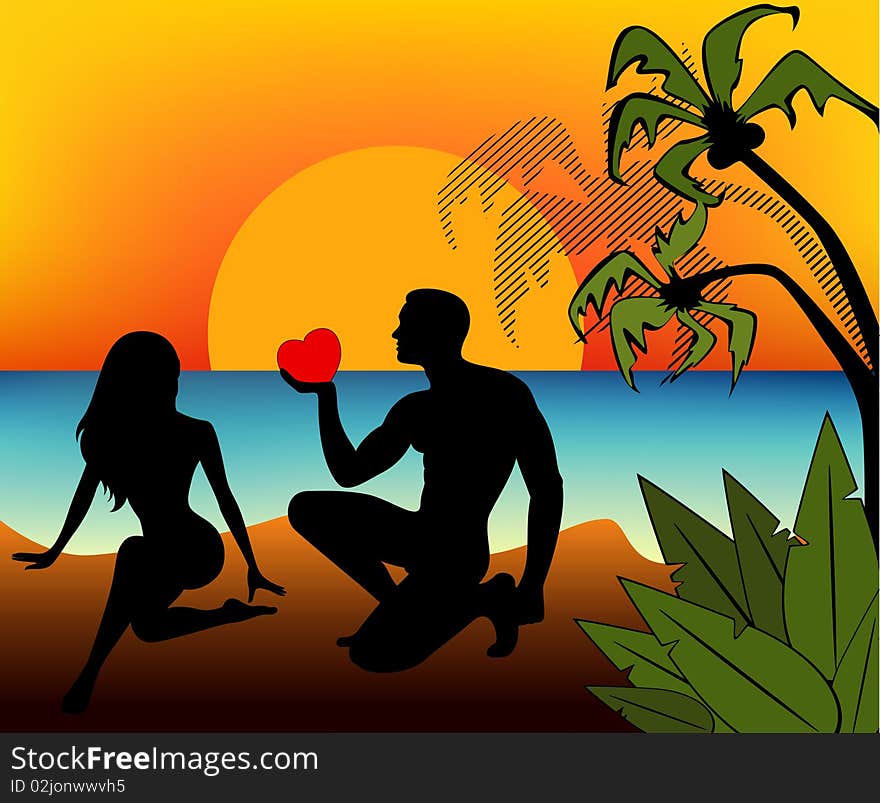 silhouette of girl and man