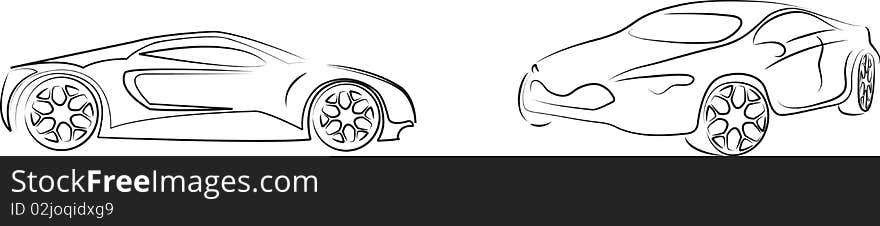 Two cars on white background illustration.