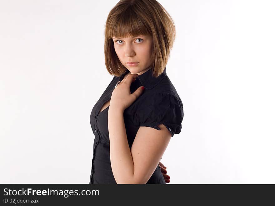 Closeup studio  portrait of a beautiful woman. Closeup studio  portrait of a beautiful woman