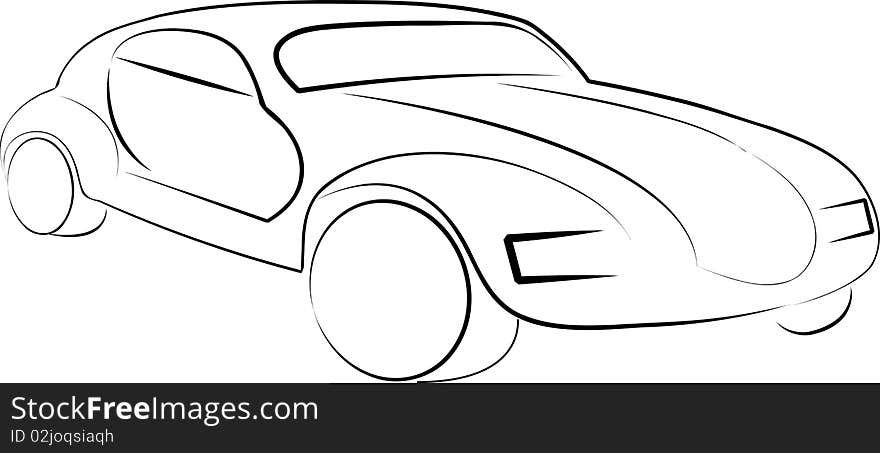 Sketch of a modern car isolated on white background. Sketch of a modern car isolated on white background.