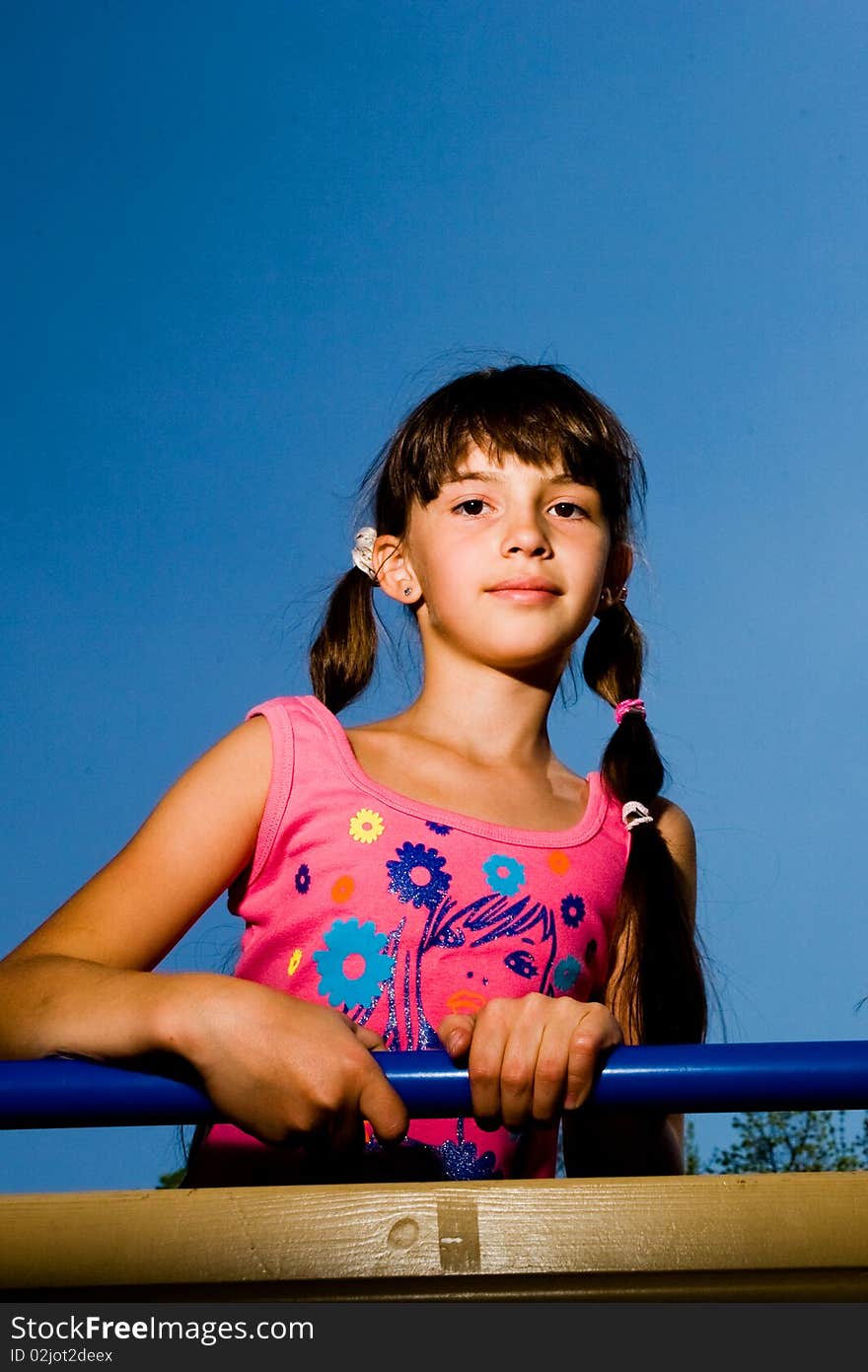 Girl on blue background